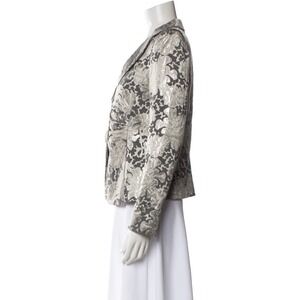 Armani Collezioni Jacket size 14 Silver Metallic Floral Blazer Event Evening